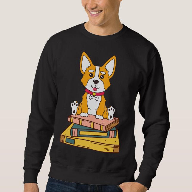 Corgi Reading Sweatshirt (Vorderseite)