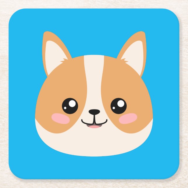 Corgi Rechteckiger Pappuntersetzer (Vorderseite)