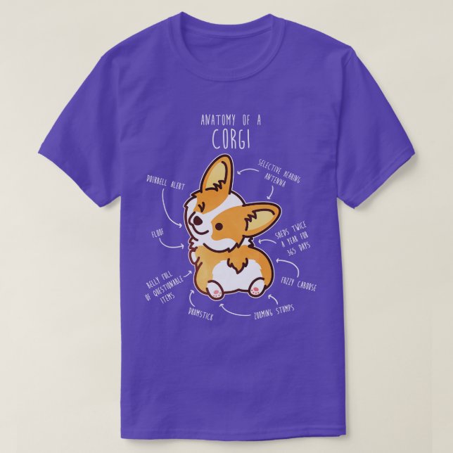 Corgi Red Dog Anatomie T-Shirt (Design vorne)