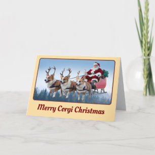 Corgi Reindeer Karte