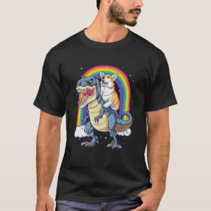 Corgi Reitet Dinosaurier Rex Jungen Mädchen Raumga T-Shirt