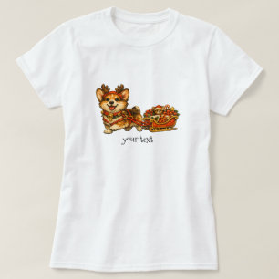 Corgi-Rentier-Schlitten Retro Cozy Weihnachtsgesch T-Shirt