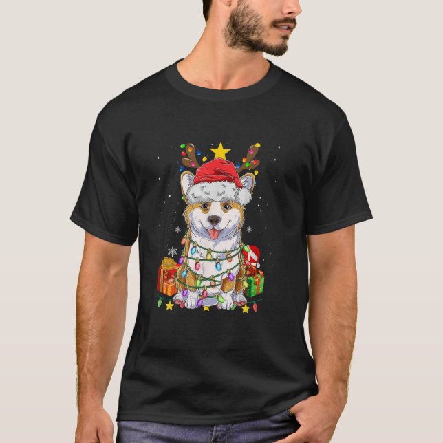Corgi Rentier Weihnachtsbaum Lights Boys Men Corg T-Shirt (Vorderseite)