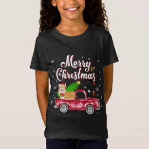 Corgi Retriever Rides Red Truck Weihnachten Pajama T-Shirt