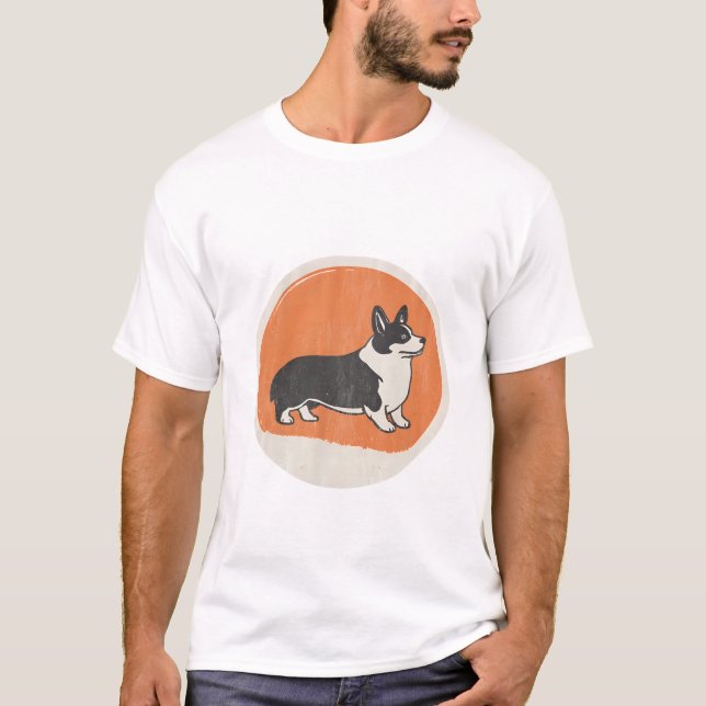 Corgi Retro Silhouette Badge Tee (Vorderseite)