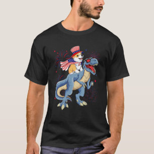 Corgi Riding Dinosaur 4. Juli Frauen Kinder Jungen T-Shirt