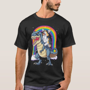 Corgi Riding Dinosaur T rex Boys Girls Rainbow Wel T-Shirt