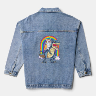 Corgi Riding Dinosaur T Rex Funny Space Galaxy Rai Jeansjacke