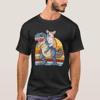 Corgi Riding Dinosaur T Rex Niedlich Corgis Dog Lo T-Shirt