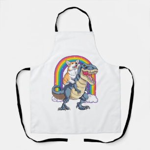 Corgi Riding Dinosaur T rex Shirt Funny Rainbow Do Schürze
