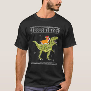 Corgi Riding T Rex Dinosaur Weihnachtslicht Xmas G T-Shirt