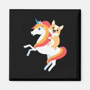 Corgi Riding Unicorn Niedliches Witziges HundeHall Magnet