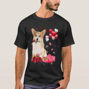 Corgi Rose Herz glücklicher Valentinstag Hundemama T-Shirt