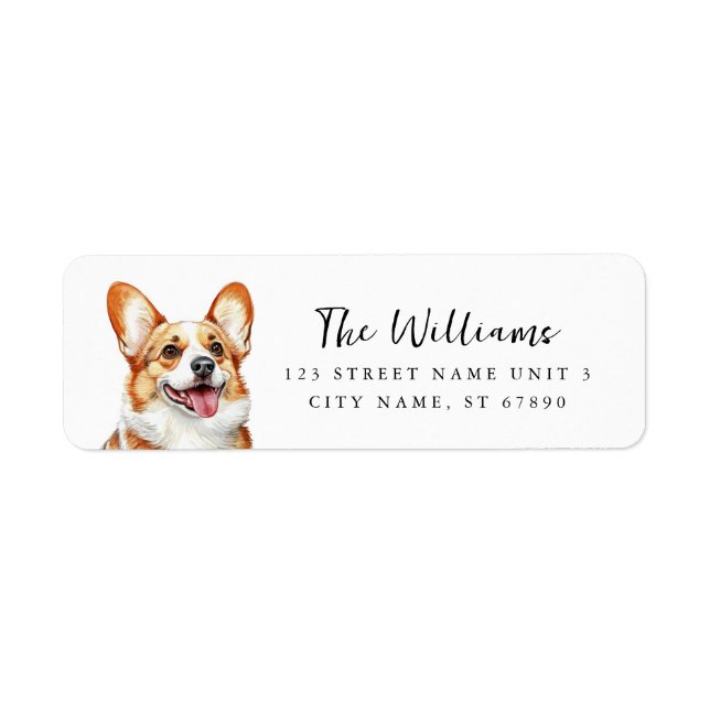 Corgi-Rücksende-Adressetiketten (Vorne)