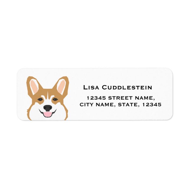 Corgi-Rücksendeadressen-Aufkleber - Corgi-Kopf (Vorne)