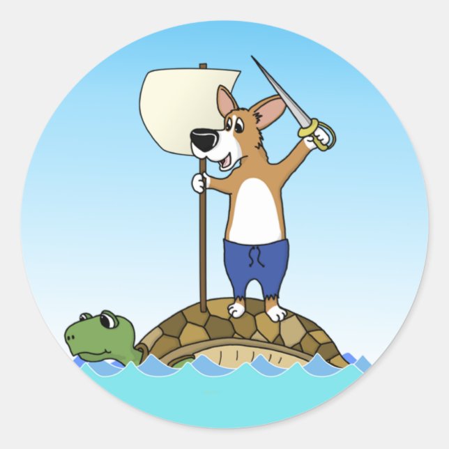 Corgi Sailing Stickers (Vorderseite)