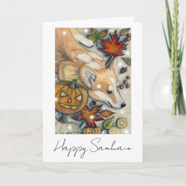 Corgi Samhain Karte (Vorderseite)
