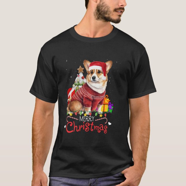 Corgi Santa Merry Weihnachtsbaum Xmas Boys Men Cor T-Shirt (Vorderseite)