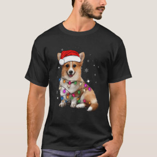Corgi Santa Tree Lights Xmas Niedlicher Hund Lover T-Shirt