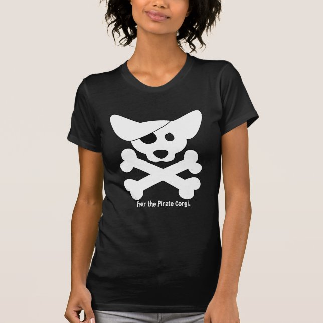 Corgi-Schädel u. Shirt der Knochen-Damen-Twofer (Vorderseite)