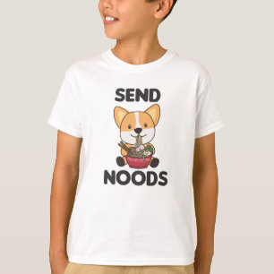 Corgi Send Noods Ramen Niedlich Kawaii Noodles Hun T-Shirt