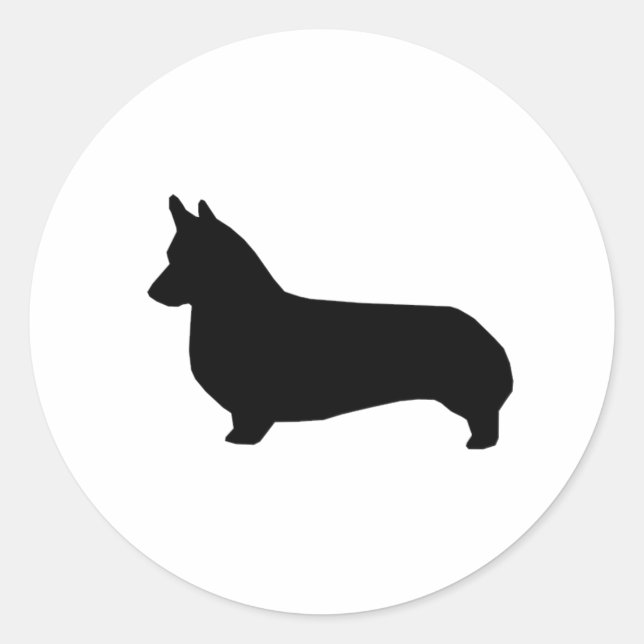 Corgi-Silhouette-Aufkleber - niedliches Korgi-Desi Runder Aufkleber (Vorderseite)