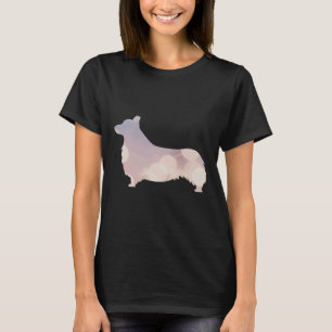 Corgi-Silhouette mit rosa und lavenfarbenen Leucht T-Shirt