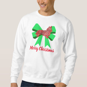 Corgi Silhouette Red Dog & Green Bow Weihnachten Sweatshirt