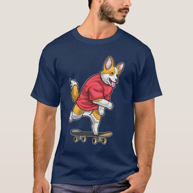 Corgi Skater Skateboard T-Shirt (Vorderseite)