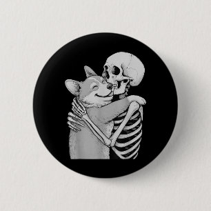 Corgi-Skelett-Umarmen Halloween-Hundefreund Button
