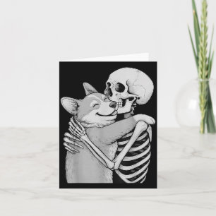 Corgi-Skelett-Umarmen Halloween-Hundefreund Karte