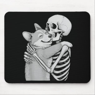 Corgi-Skelett-Umarmen Halloween-Hundefreund Mousepad