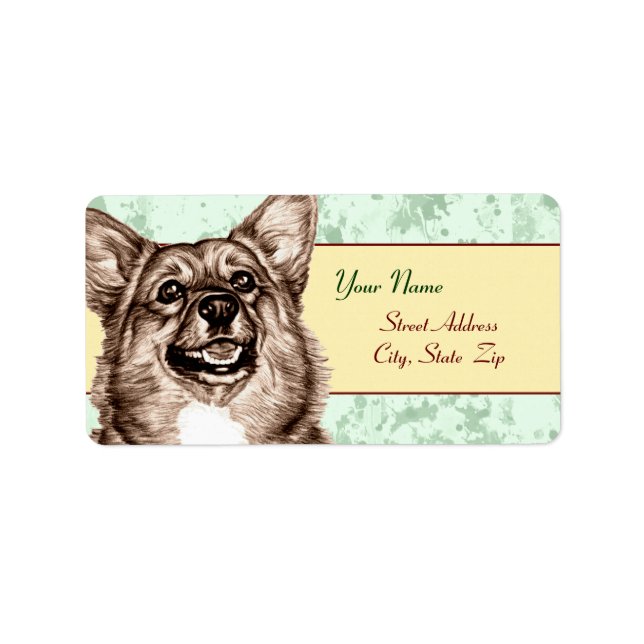 Corgi Sketch Adressaufkleber (Vorne)