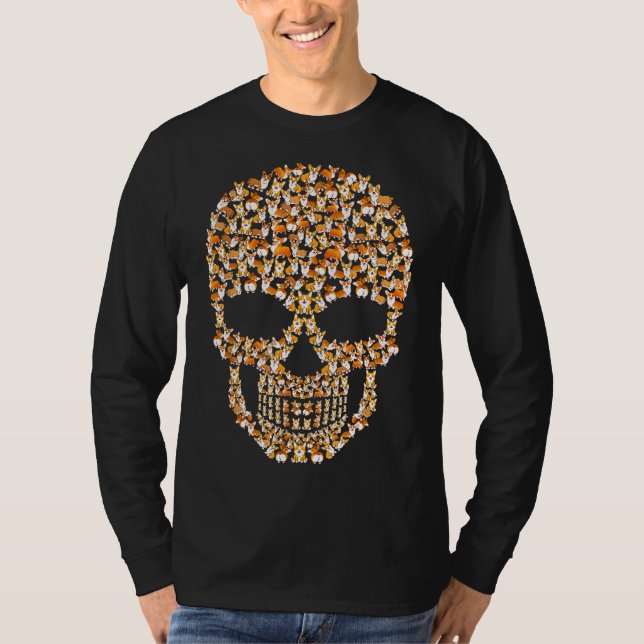 Corgi Skull Halloween T-Shirt (Vorderseite)