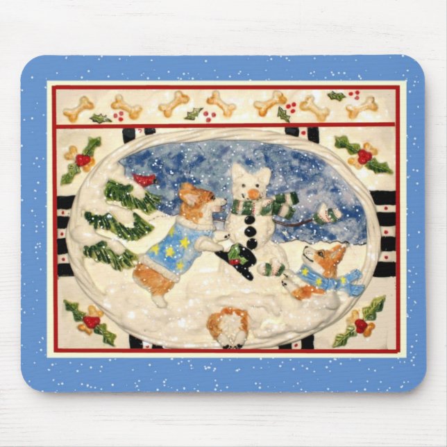Corgi Snowman Mousepad (Vorne)