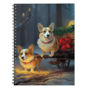 Corgi Snowy Sleigh Weihnachtsdekor Notizblock