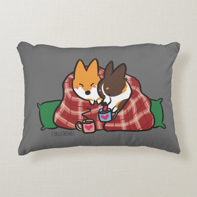 Corgi Snuggles Kissen (Vorderseite)