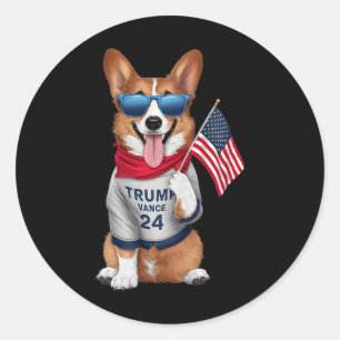 Corgi Sogar mein Hund will Trump Vance Männer Frau Runder Aufkleber