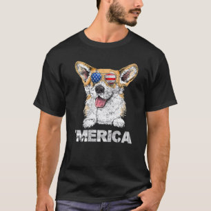 Corgi Sonnenbrille American USA Flag 4. Juli Fou T-Shirt