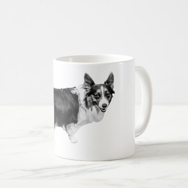 Corgi Spark im Schneelicht Kaffeetasse (VorderseiteRechts)