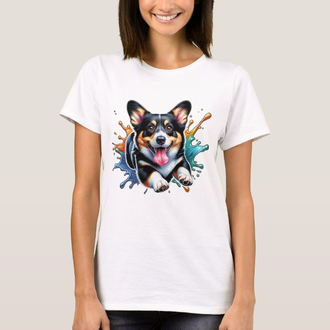 Corgi Splash of Color T-Shirt (Vorderseite)