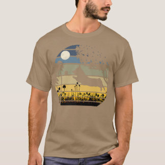 Corgi springt in ein Feld von Blume Mondnacht332 T-Shirt