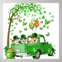 Corgi St Patricks Day Grüner LKW unter dem Baum