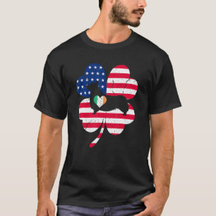 Corgi St. Patricks Day Irische Amerikanische Flagg T-Shirt