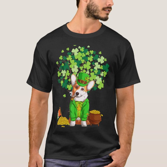 Corgi St. Patrick's Day Leprechaun-Hut Corgi T-Shirt (Vorderseite)