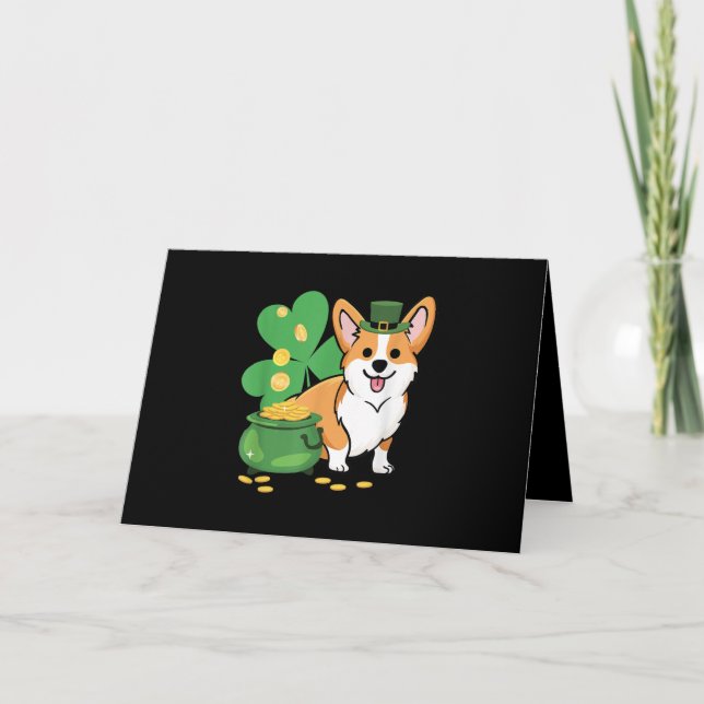 Corgi St Patricks Day mit Leprechaun Hat Karte (Vorderseite)