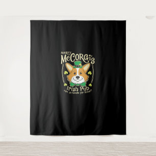 Corgi St. Patrick's Day T - Shirt Shorty McCorgi I Wandteppich