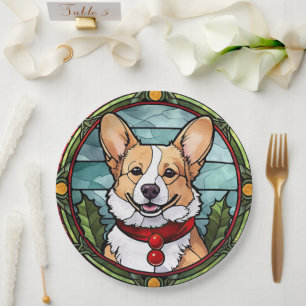 Corgi Stetti Glass Christmas Pappteller
