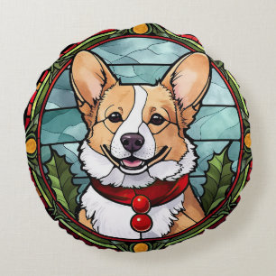 Corgi Stetti Glass Christmas Rundes Kissen