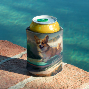 Corgi Strand Surfen Malerei Dosenkühler